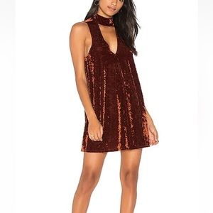 Show Me Your MuMu Velour Mini Dress Party Cocktail Open Back Friday Choker Rust